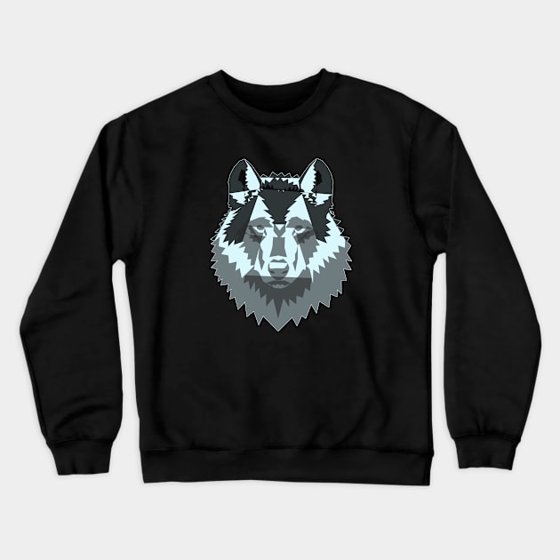 Geometric Wolf Crewneck Sweatshirt by Kikabreu